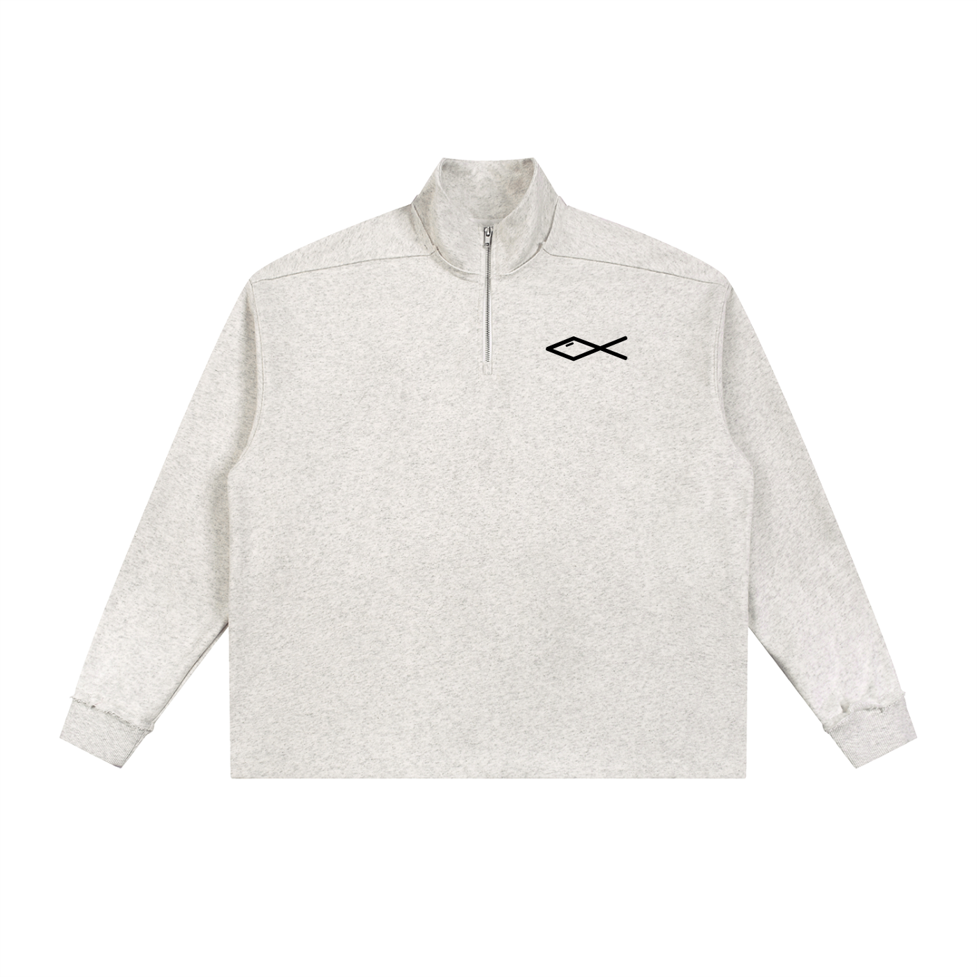 Half-Zip Rolled Edge Fleece Sweatshirt